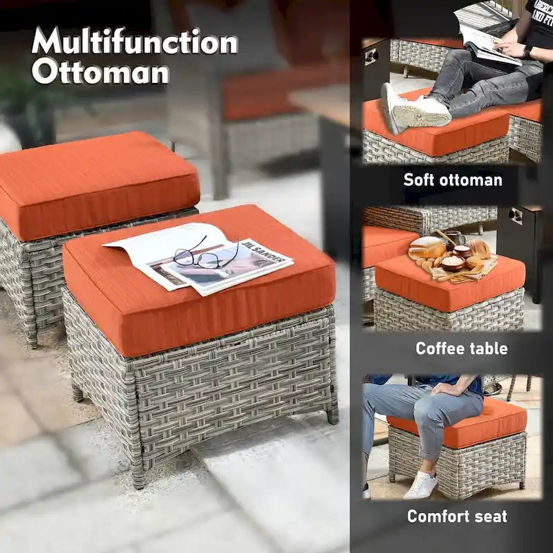 XIZZI 6-piece Wicker Patio Furniture Conversation Seating Set with Fire Pit