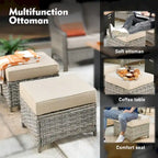 XIZZI 6-piece Wicker Patio Furniture Conversation Seating Set with Fire Pit