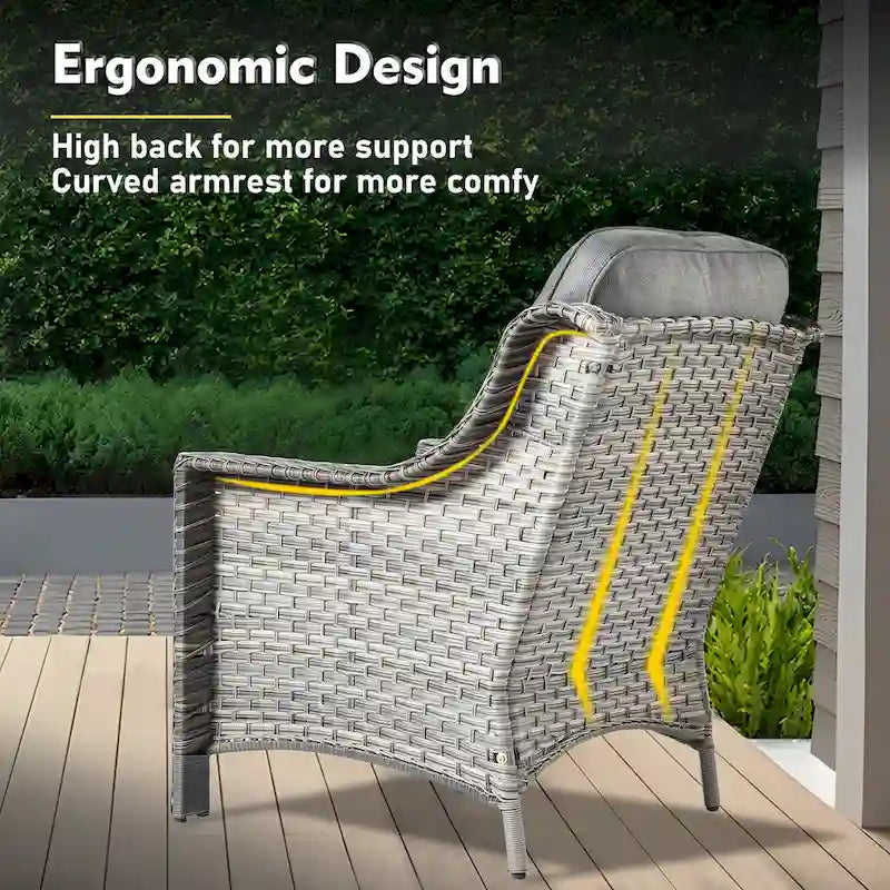 XIZZI 6-piece Wicker Patio Furniture Conversation Seating Set with Fire Pit