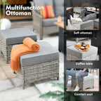 XIZZI 6-piece Wicker Patio Furniture Conversation Seating Set with Fire Pit