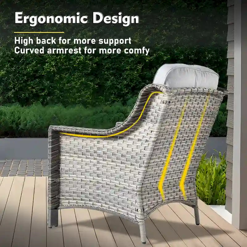 XIZZI 6-piece Wicker Patio Furniture Conversation Seating Set with Fire Pit