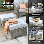 XIZZI 6-piece Wicker Patio Furniture Conversation Seating Set with Fire Pit