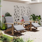 Adjustable Outdoor Wicker Double Rocking Chair Lounges with Coffee Table for Backyard, Garden, Poolside