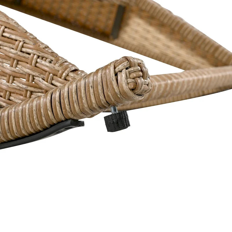 Adjustable Outdoor Wicker Double Rocking Chair Lounges with Coffee Table for Backyard, Garden, Poolside