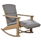Adjustable Outdoor Wicker Double Rocking Chair Lounges with Coffee Table for Backyard, Garden, Poolside