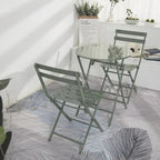 3 Piece Patio Bistro Set of Foldable Round Table and Chairs
