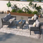 4-Piece Patio Furniture Set: Outdoor Seating with Tempered Glass Table, Thick Cushions