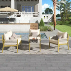 4-Piece Patio Furniture Set: Outdoor Seating with Tempered Glass Table, Thick Cushions