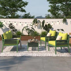 4-Piece Patio Furniture Set: Outdoor Seating with Tempered Glass Table, Thick Cushions