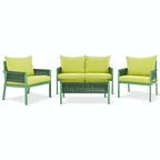 4-Piece Patio Furniture Set: Outdoor Seating with Tempered Glass Table, Thick Cushions