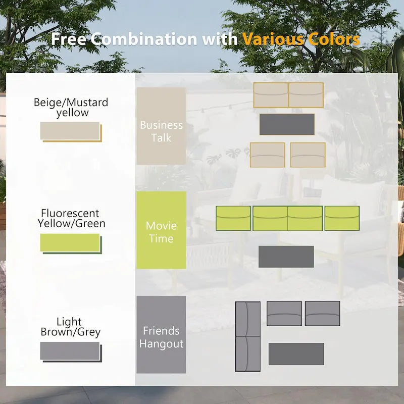 4-Piece Patio Furniture Set: Outdoor Seating with Tempered Glass Table, Thick Cushions