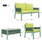 4-Piece Patio Furniture Set: Outdoor Seating with Tempered Glass Table, Thick Cushions