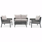 4-Piece Patio Furniture Set: Outdoor Seating with Tempered Glass Table, Thick Cushions