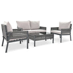 4-Piece Patio Furniture Set: Outdoor Seating with Tempered Glass Table, Thick Cushions