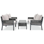 4-Piece Patio Furniture Set: Outdoor Seating with Tempered Glass Table, Thick Cushions