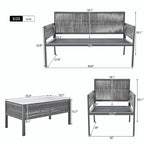 4-Piece Patio Furniture Set: Outdoor Seating with Tempered Glass Table, Thick Cushions