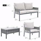 4-Piece Patio Furniture Set: Outdoor Seating with Tempered Glass Table, Thick Cushions