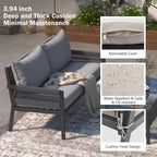 4-Piece Patio Furniture Set: Outdoor Seating with Tempered Glass Table, Thick Cushions