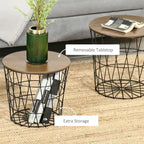 End Tables Set of 2,Nesting Tables w/Storage,Round Accent Side Tables