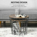 End Tables Set of 2,Nesting Tables w/Storage,Round Accent Side Tables