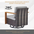 Gymojoy Outdoor Wicker Rattan Swivel Chair with Ottomans - Brown