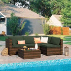 Patio Watcher 5 Pieces Patio Wicker Sectional Sofa Seating Group with Cusions