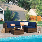 Patio Watcher 5 Pieces Patio Wicker Sectional Sofa Seating Group with Cusions