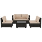 Patio Watcher 5 Pieces Patio Wicker Sectional Sofa Seating Group with Cusions