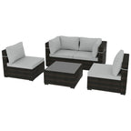 Patio Watcher 5 Pieces Patio Wicker Sectional Sofa Seating Group with Cusions
