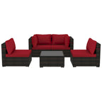 Patio Watcher 5 Pieces Patio Wicker Sectional Sofa Seating Group with Cusions