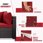 Patio Watcher 5 Pieces Patio Wicker Sectional Sofa Seating Group with Cusions