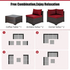 Patio Watcher 5 Pieces Patio Wicker Sectional Sofa Seating Group with Cusions