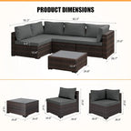 Patio Watcher 5 Pieces Patio Wicker Sectional Sofa Seating Group with Cusions