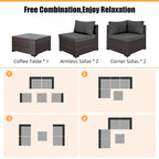 Patio Watcher 5 Pieces Patio Wicker Sectional Sofa Seating Group with Cusions