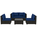 Patio Watcher 5 Pieces Patio Wicker Sectional Sofa Seating Group with Cusions