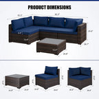 Patio Watcher 5 Pieces Patio Wicker Sectional Sofa Seating Group with Cusions