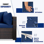 Patio Watcher 5 Pieces Patio Wicker Sectional Sofa Seating Group with Cusions