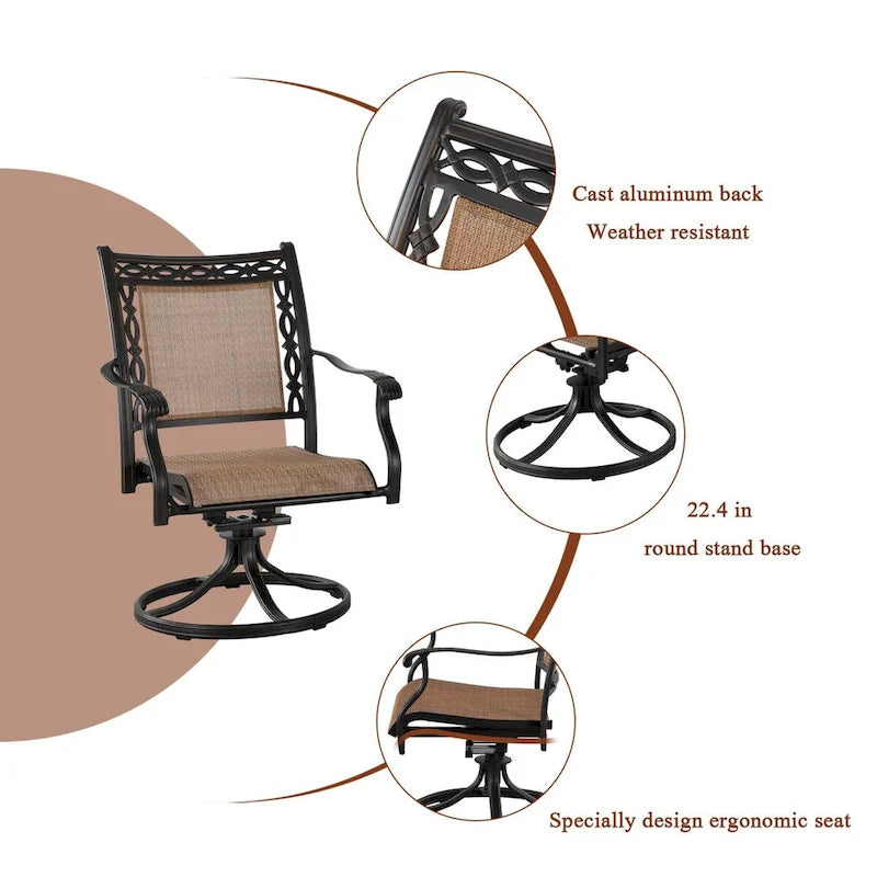 5 Piece Outdoor Patio Cast Aluminum Dining Set