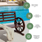 41' Rustic Wooden Wheel Bench