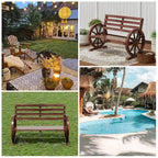 41' Rustic Wooden Wheel Bench