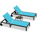 PURPLE LEAF Outdoor Tanning Lounge Chair Set with Face Hole Adjustable Reclining Chairs - N/A