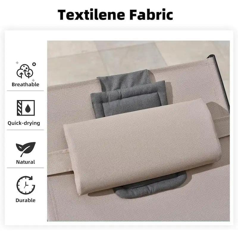 PURPLE LEAF Outdoor Tanning Lounge Chair Set with Face Hole Adjustable Reclining Chairs - N/A