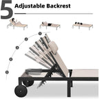 PURPLE LEAF Outdoor Tanning Lounge Chair Set with Face Hole Adjustable Reclining Chairs - N/A