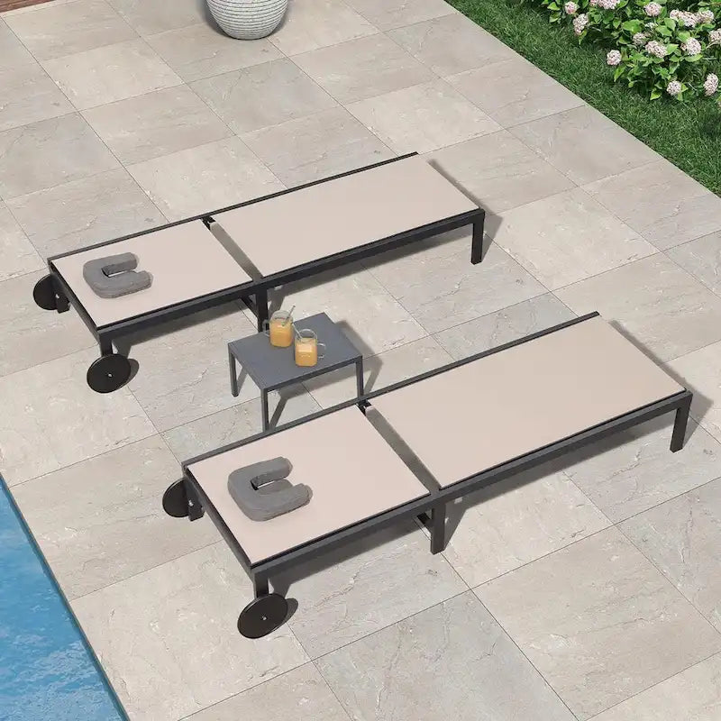 PURPLE LEAF Outdoor Tanning Lounge Chair Set with Face Hole Adjustable Reclining Chairs - N/A