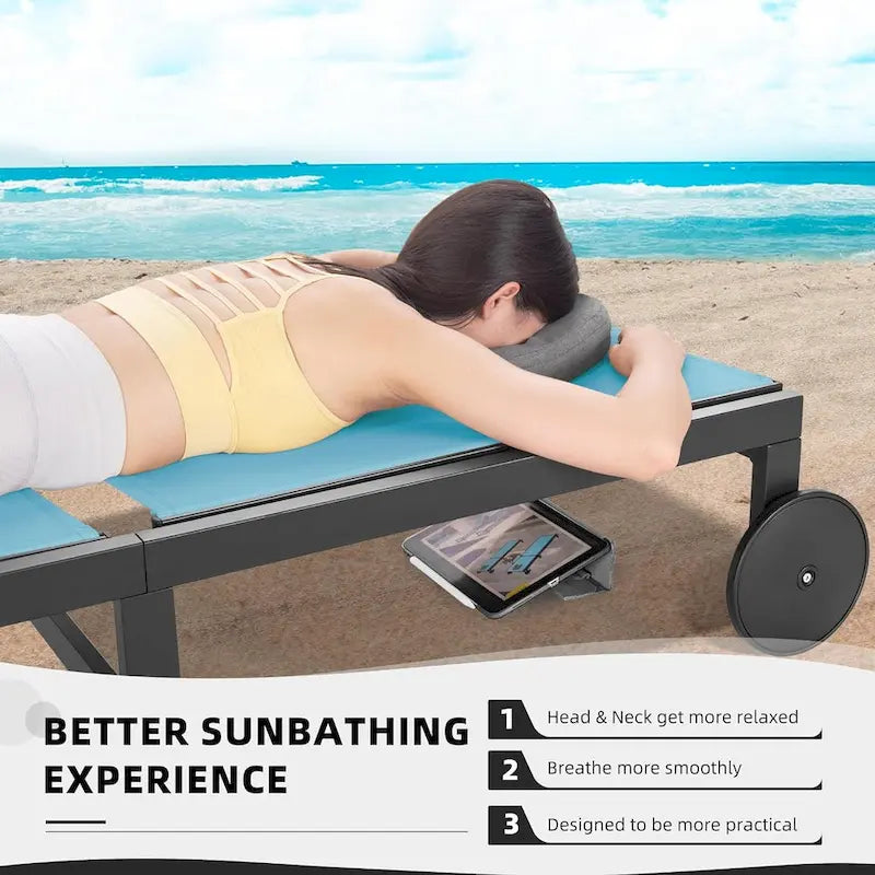 PURPLE LEAF Outdoor Tanning Lounge Chair Set with Face Hole Adjustable Reclining Chairs - N/A