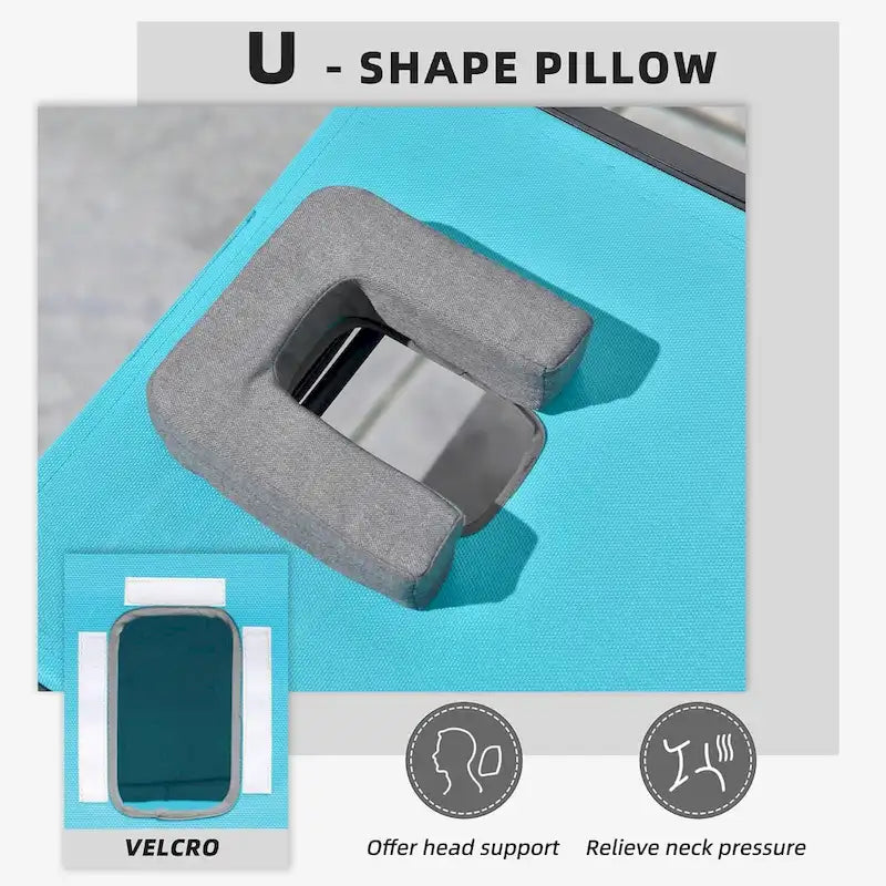 PURPLE LEAF Outdoor Tanning Lounge Chair Set with Face Hole Adjustable Reclining Chairs - N/A