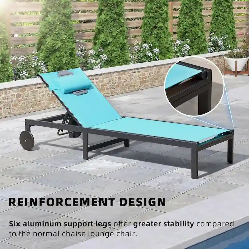 PURPLE LEAF Outdoor Tanning Lounge Chair Set with Face Hole Adjustable Reclining Chairs - N/A