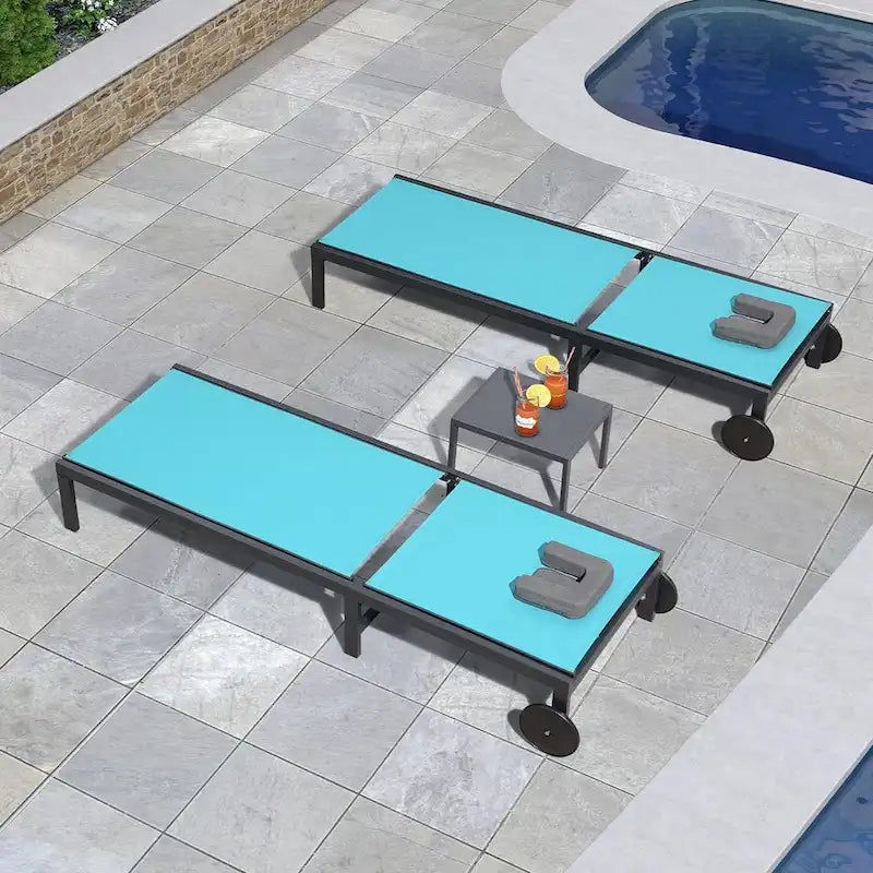 PURPLE LEAF Outdoor Tanning Lounge Chair Set with Face Hole Adjustable Reclining Chairs - N/A