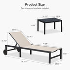 PURPLE LEAF Outdoor Tanning Lounge Chair Set with Face Hole Adjustable Reclining Chairs - N/A