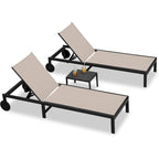 PURPLE LEAF Outdoor Tanning Lounge Chair Set with Face Hole Adjustable Reclining Chairs - N/A